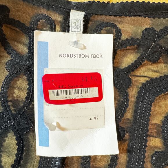 Nordstrom Rack Women's Euro 38 US 8 Black Sheer Applique Jacket/Top Buttons NWT - Picture 3 of 7